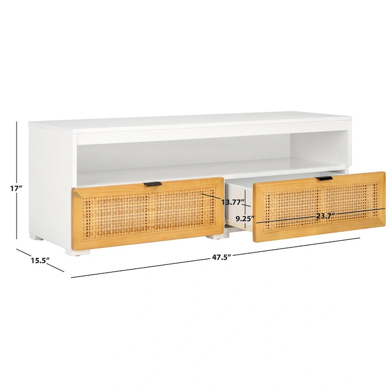 Meuble TV/multimédia 2 tiroirs, 1 étagère, pour TV jusqu'à 55", 122 x 41 x 43 cm