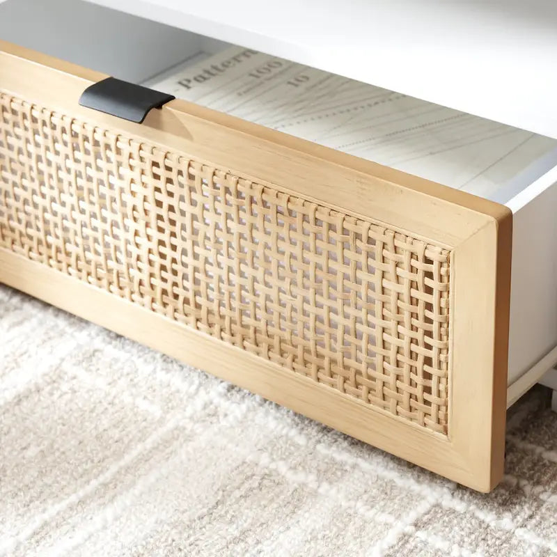 Meuble TV/multimédia 2 tiroirs, 1 étagère, pour TV jusqu'à 55", 122 x 41 x 43 cm