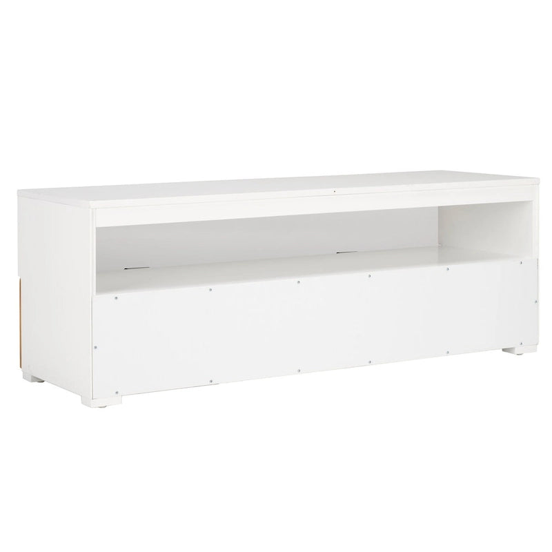 Meuble TV/multimédia 2 tiroirs, 1 étagère, pour TV jusqu'à 55", 122 x 41 x 43 cm