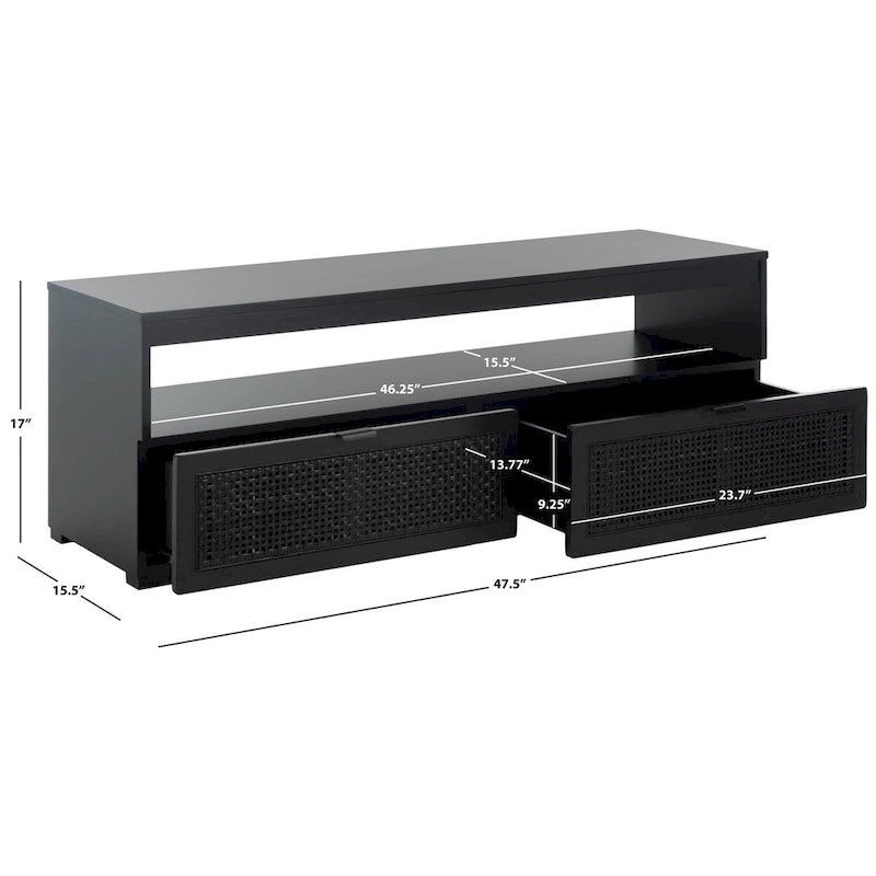Meuble TV/multimédia 2 tiroirs, 1 étagère, pour TV jusqu'à 55", 122 x 41 x 43 cm
