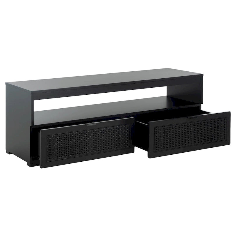 Meuble TV/multimédia 2 tiroirs, 1 étagère, pour TV jusqu'à 55", 122 x 41 x 43 cm