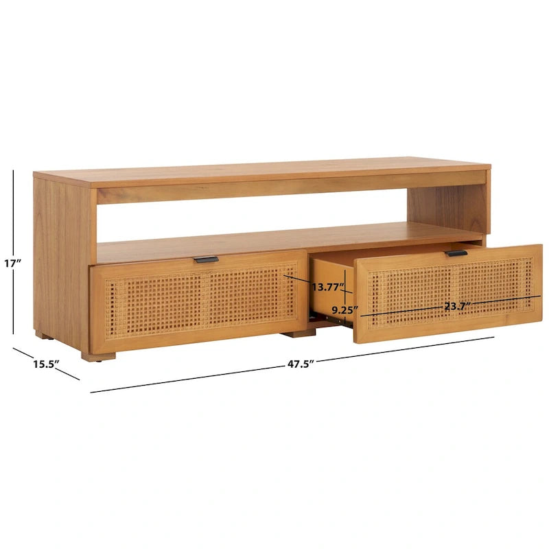 Meuble TV/multimédia 2 tiroirs, 1 étagère, pour TV jusqu'à 55", 122 x 41 x 43 cm