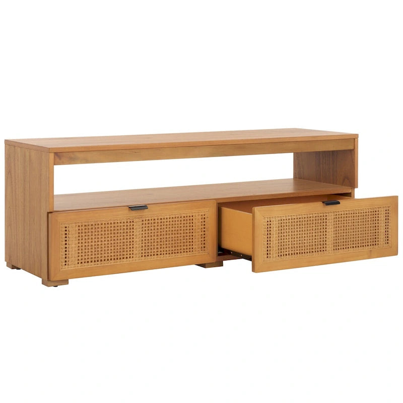 Meuble TV/multimédia 2 tiroirs, 1 étagère, pour TV jusqu'à 55", 122 x 41 x 43 cm