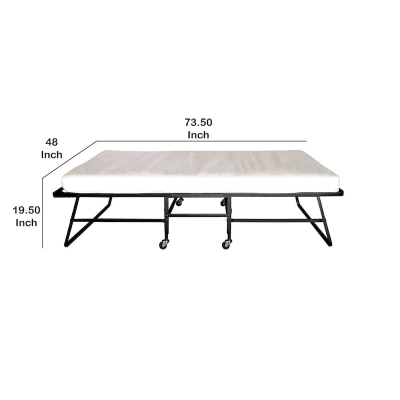 Lit pliant d'appoint avec matelas de 122 cm et roulettes, noir