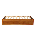 Lit plate-forme de rangement double avec 3 tiroirs, cadre en bois de pin massif
