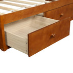 Lit plate-forme de rangement double avec 3 tiroirs, cadre en bois de pin massif