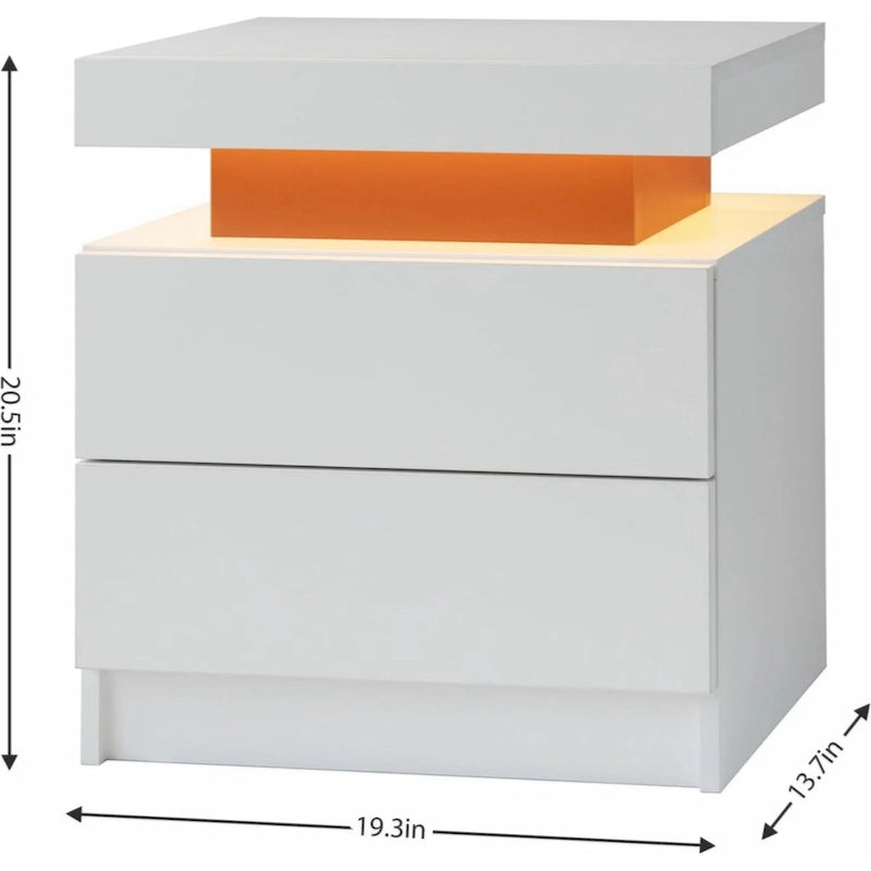Table de chevet LED avec 2 tiroirs