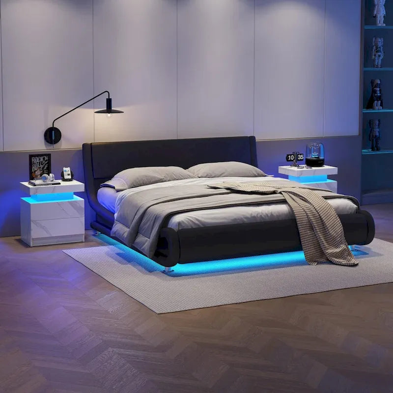 Table de chevet LED avec 2 tiroirs