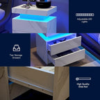 Table de chevet LED avec 2 tiroirs