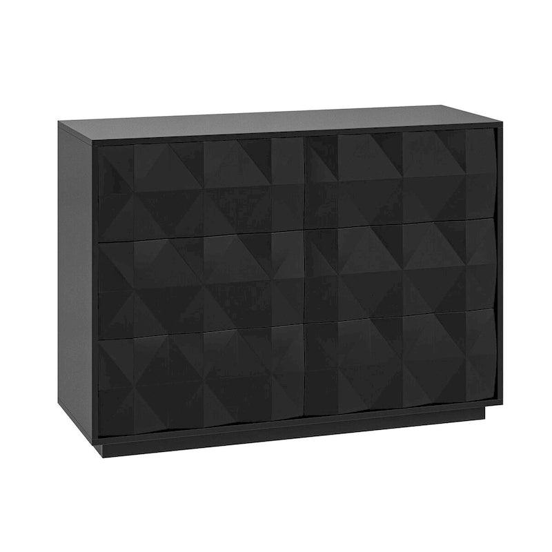 Commode à 6 tiroirs avec portes à panneaux géométriques