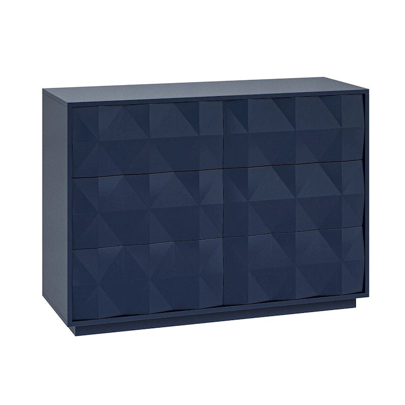 Commode à 6 tiroirs avec portes à panneaux géométriques