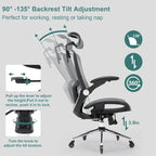 Chaise de bureau ergonomique en maille avec appui-tête et support lombaire réglables