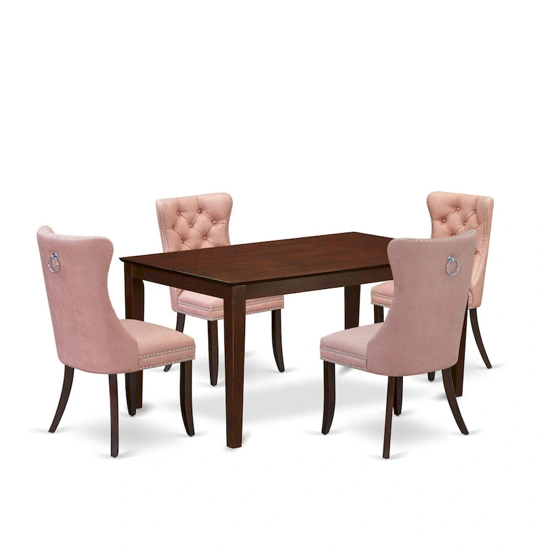 Salle à manger avec table rectangulaire et chaises rembourrées (5, 6 ou 7 pièces)