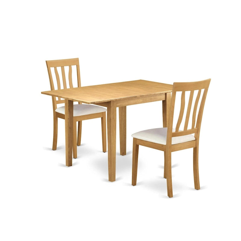 Ensemble table à manger rabattable avec chaises en similicuir, Chêne
