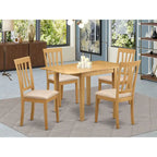 Ensemble table à manger rabattable avec chaises en similicuir, Chêne