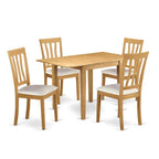 Ensemble table à manger rabattable avec chaises en similicuir, Chêne