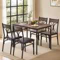 Ensemble table à manger 5 pièces avec 4 chaises rembourrées, marron
