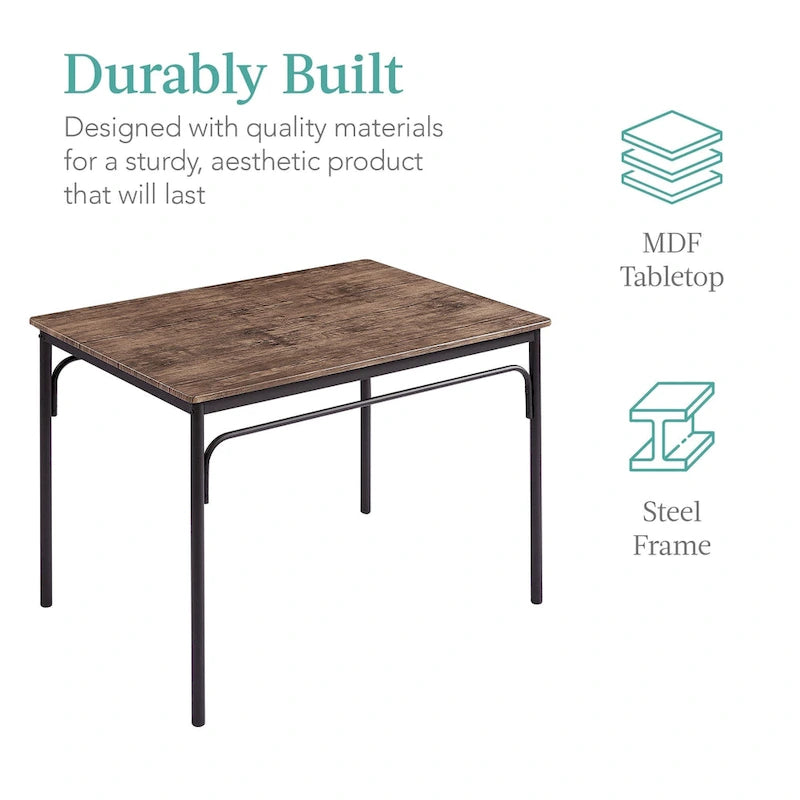 Ensemble table à manger 5 pièces avec 4 chaises rembourrées, marron
