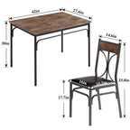 Ensemble table à manger 5 pièces avec 4 chaises rembourrées, marron