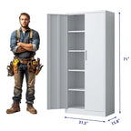 Armoire de rangement de garage en acier avec portes verrouillables et 4 étagères réglables