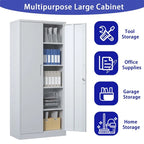 Armoire de rangement de garage en acier avec portes verrouillables et 4 étagères réglables