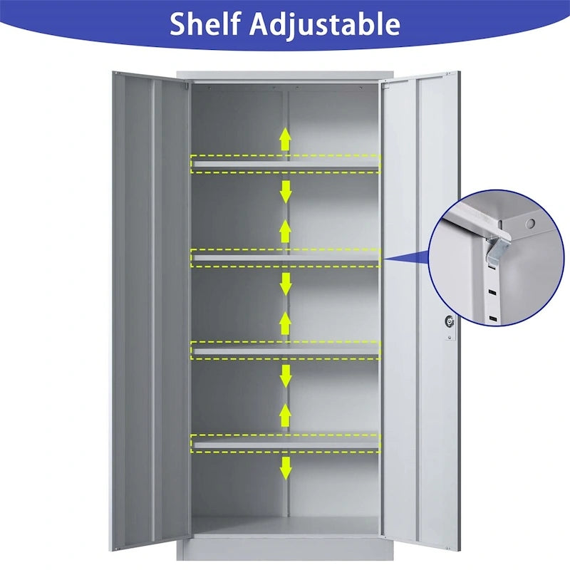 Armoire de rangement de garage en acier avec portes verrouillables et 4 étagères réglables