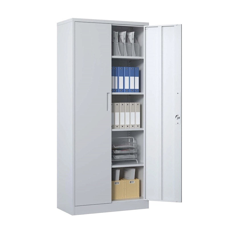Armoire de rangement de garage en acier avec portes verrouillables et 4 étagères réglables