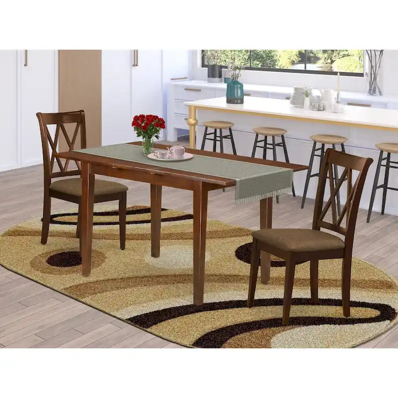 Ensemble de table à manger avec chaises en tissu de lin