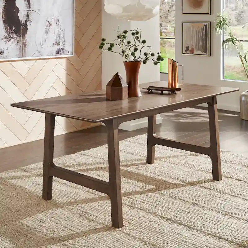 Table à manger en hévéa, 182 cm, finition noyer