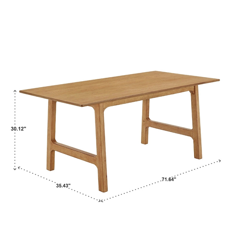 Table à manger en hévéa, 182 cm, finition noyer