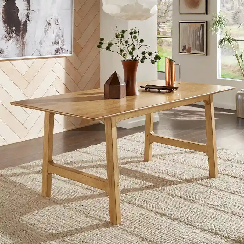 Table à manger en hévéa, 182 cm, finition noyer