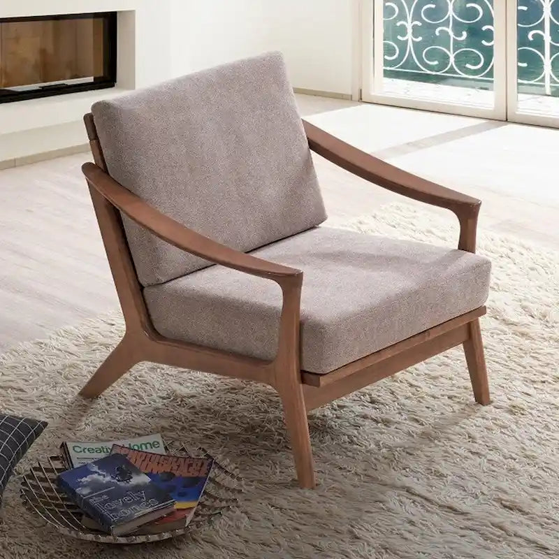 Fauteuil d'appoint avec coussin amovible – Marron clair et Marron