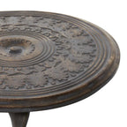 Table d'appoint sculptée florale en bois de manguier avec pied en spirale - Marron