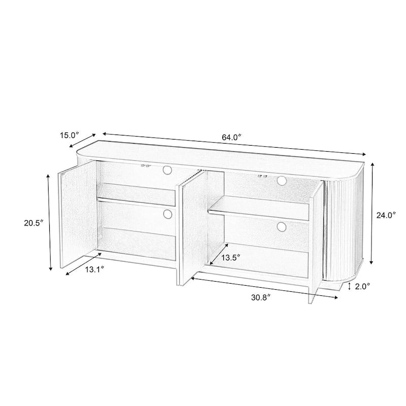 Meuble de rangement buffet à motif ondulé