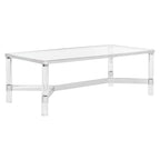 Table basse en verre et acrylique avec cadre chromé – 119 cm (L) x 61 cm (P) x 43 cm (H)
