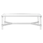 Table basse en verre et acrylique avec cadre chromé – 119 cm (L) x 61 cm (P) x 43 cm (H)