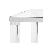 Table basse en verre et acrylique avec cadre chromé – 119 cm (L) x 61 cm (P) x 43 cm (H)